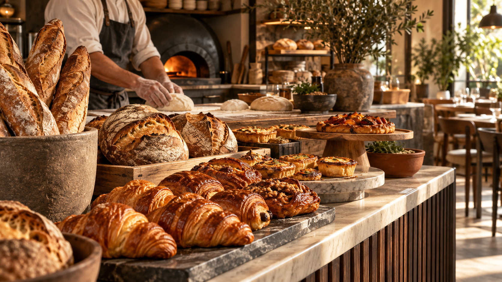 Padaria artesanal com pães e confeitaria, imagem conceitual